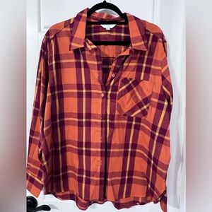 Ladies orange/maroon flannel shirt